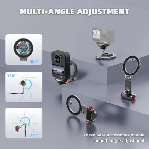 BRDRC Action 5 Pro Magnetic Stand Base, Quick Release Adapter Aluminum Alloy 360° Adjustable Mount for Osmo 360/4/3 Accessories, for MagSafe Phone Stand Desktop Holder with 1/4” Screw Hole - Thumbnail 3