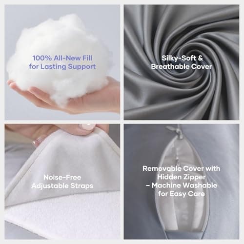 Pregnancy Pillows for Side Sleeping - Adjustable Belly & Back Support Pillow,H Shaped Full Body Maternity Pillow with Cooling Removable Cover, for Pregnant Women and Adults(Grey) - Thumbnail 5