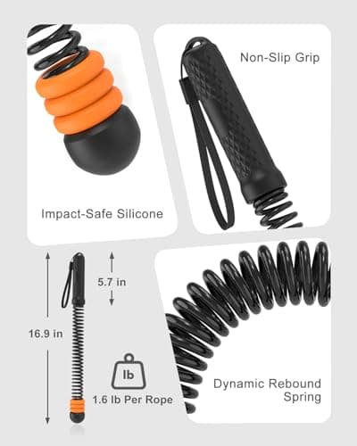 Adjustable Weighted Ropeless Battle Ropes with 6 Weight Rings, Heavy Duty Cordless Battle Rope for HIIT & Cardio Full-Body Workout, Non-Slip Spiral Handles, Home Gym Equipment for Women & Men - Thumbnail 5