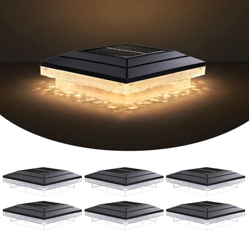 BRIMAX 6 Pack 4x4 Solar Fence Lights Outdoor,3 Modes,16 LEDs Bright,IP65