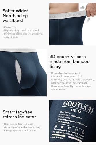 GOOTUCH Mens Underwear Briefs, Moisture Wicking Odor Control Silver-Ion Tech Boxers For Men Pack, Breathable Cotton (Black/Gray/Dark Blue/Dark Gray,XXL) - Thumbnail 6