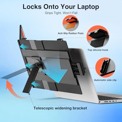 FLYTOCCA Laptop Screen Extender, 15.6" 1080P FHD IPS Display, Detachable Second Monitor Supports Vertical Mount, Plug & Play, Laptop Monitor Extender for 13"-17.3" Laptops, Windows, Mac, Chrome - Thumbnail 5