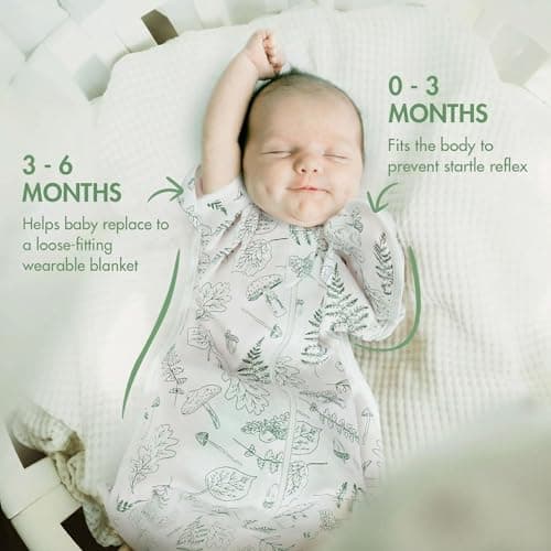 ANYEDDE 2-Pack Newborn Swaddle Sleep Bag - Baby Swaddle 0-3 Months, Arms Up Swaddles with Cuff Removable Design, Green Leaves, 100% Cotton Newborn - Thumbnail 3