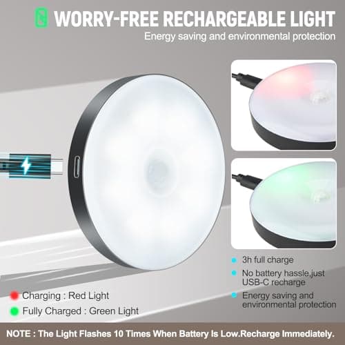 DWEPTU Motion Sensor Night Light 2 Pack LED Night Lights, Dusk to Dawn Motion Sensor for Bedroom, Bathroom, Toilet, Stairs, Kitchen, Hallway - Thumbnail 5