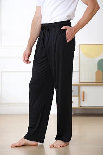 Men's Pajama Pants Soft Jogger Sleep Pants Lounge Pants with Pockets Adjustable Drawstring Casual Sleepwear for All Seasons - Thumbnail 4