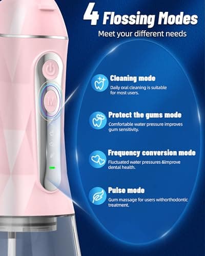 Lumivoid Water Flosser and Electric Toothbrush Combo,2-1 Oral Clean Kit, 5-Speed Sonic Electric Toothbrush & 4-Speed Portable Water Flosser to Clean Teeth and Protect Gum Health, IPX7 (Pink-Set) - Thumbnail 5