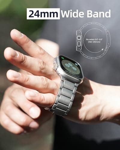 LULULOOK Titanium Ultra 3 Watch Band - Grade 2 Titanium Metal Band for Men, Compatible with Apple Watch Ultra 3/ Ultra 2/ Ultra 49mm, Series 11/10 46mm, Folding Clasp & DLC Coating,Titanium - Thumbnail 3