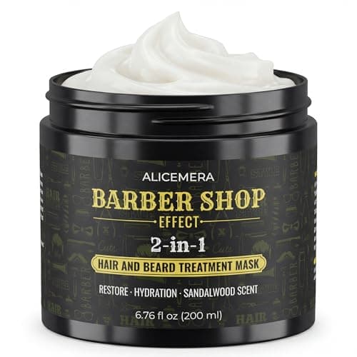 Alicemera Beard Softener for Men – 2 in 1 Beard Conditioner & Hair Mask for Men with Keratin & Hyaluronic Acid – Sandalwood Scent – 6.7 oz, 1 pack - Image 1