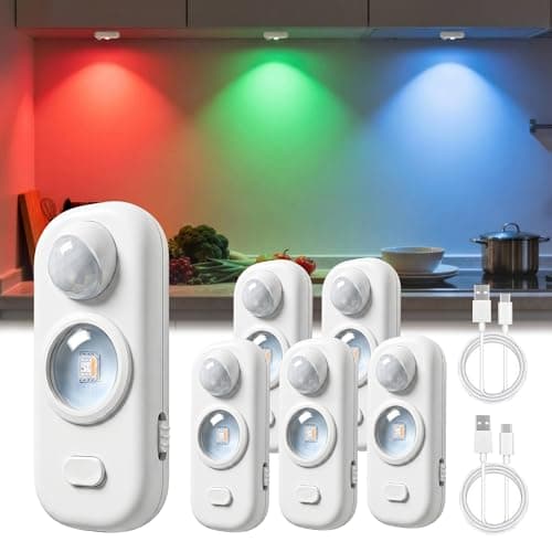 L LOHAS LED Rechargeable Motion Sensor Under Cabinet Lighting, 6-Pack