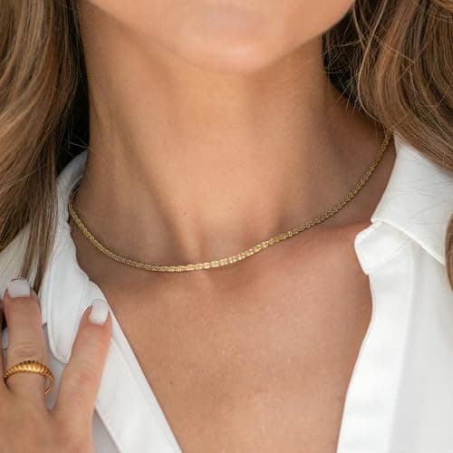BAYLAY Gold Chain for Women - 18K Gold Plated Chain Necklace Woman Dainty Gold Necklace for Women Gold Jewelry Gifts Size 26 inch - Thumbnail 2