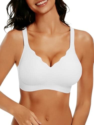 COCOMARTS Jelly Bras for Women No Underwire Seamless Push Up Scalloped Tshirt Bralettes Comfortable Wireless Everyday Bra White Small - Image 1