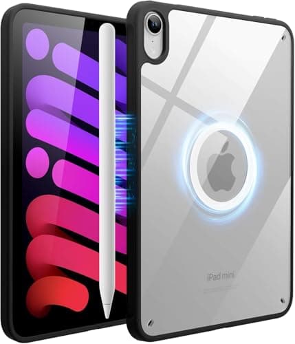 SANDUODD Case for iPad mini A17 Pro, iPad mini 6 case, Compatible with Magsafe, Clear Back with TPU Frame, Slim Lightweight Protective iPad mini Case (Midnight Black) - Image 1