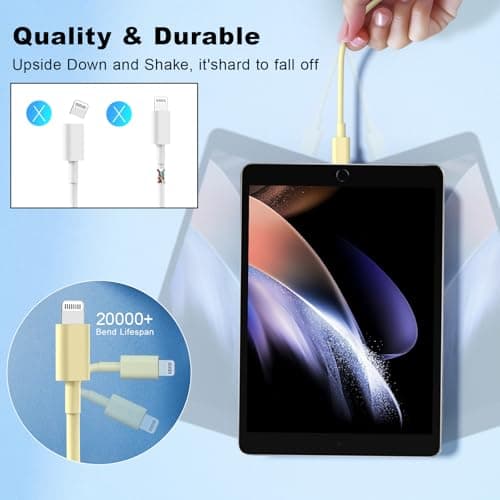 AWIC Compatible with iPhone,USB C to ightning Cable 3Pack 10FT Long Phone Cables,Type C Phone Charger Cord Fast Charging for Phone 14 13 12 11 Pro Max X XS XR 8 7 6s Plus SE and More-YellowBluePink - Thumbnail 5