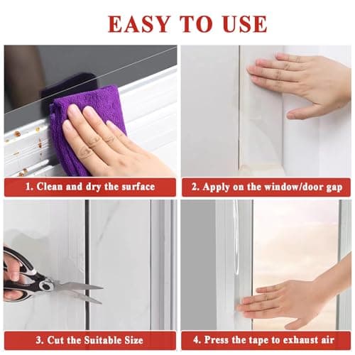 Dstorelhp Transparent Window Weather Sealing Tape, 2Inch x 262FT Clear Window Draft Isolation Sealing Film Tape, No Residue - Thumbnail 5