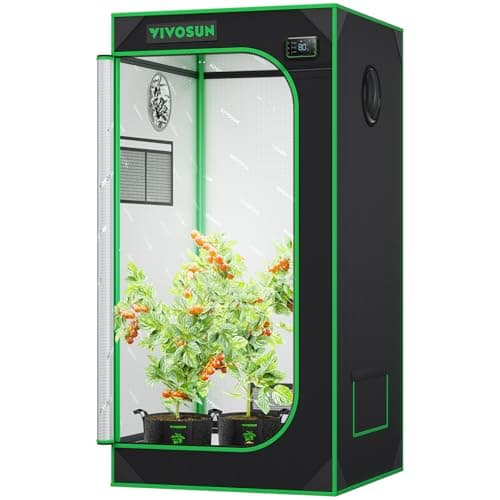 VIVOSUN S224 2x2 Grow Tent, 24"x24"x48" High Reflective Mylar with Observation Window and Floor Tray for Hydroponics Indoor Plant for VS1000 - Image 1