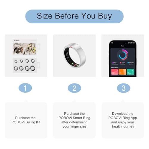 POBOVi Ring OnePlus - Ultra-Thin Titanium Smart Ring - 7 Days Battery Life - Fitness/SPO₂/Stress/HR/Sleep Skin Temperature Tracker - No App Fee - iOS&Android Compatible (Silver,Size 11) - Thumbnail 2