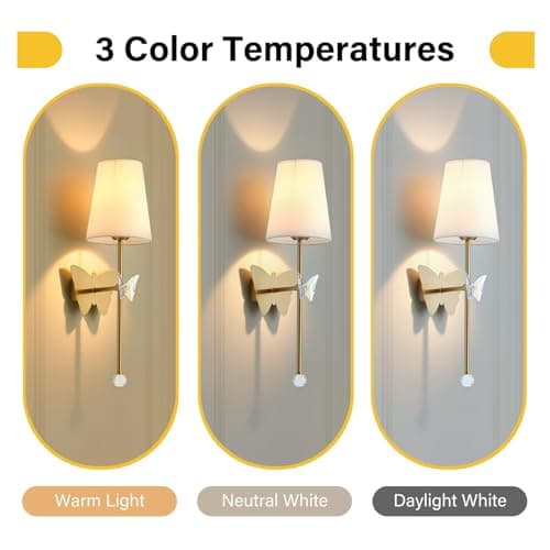 MHSNL Gold Battery Operated Wall Sconces Set of 2,Rechargeable Wall Lights with Butterfly Sconces, Cordless Battery Sconce Indoor Wall Lamps for Bedroom Living Room Hallway Stairs Bathroom - Thumbnail 3