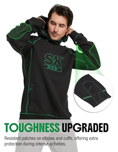 SKPRO Fleece Lined Work Hoodie for Men, Heavyweight Sweatshirt Black M - Thumbnail 5