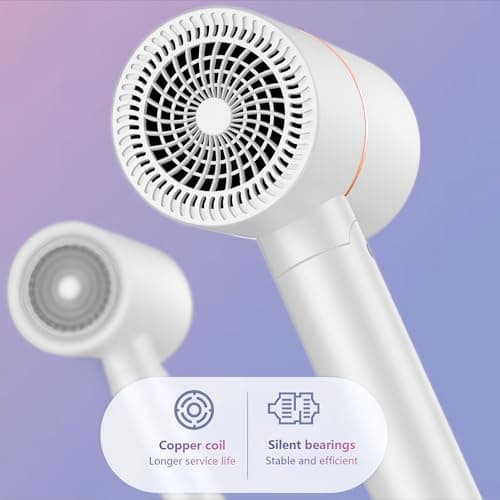YOZTRS Foldable Ionic Hair Dryer with Diffuser, 800W Fast Drying Blow Dryer, 38000 RPM, Lightweight, Pink Blue, for Home & Travel (White) - Thumbnail 5