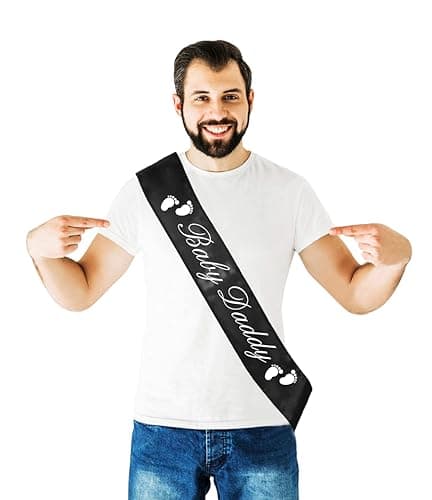 Baby Daddy Funny Baby Shower Sash For Daddy To Be, (Black w/White Lettering) Baby Shower Party Decorations Gifts Supplies Dad To Be Baby Gender Reveal Ideas New Father Favors - Thumbnail 4