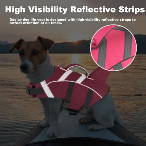 Doglay Dog Life Jacket Shark, Dog Life Vest for Swimming and Boating, High Visibility & High Flotation Swimming Vest with Rescue Handle, Adjustable Puppy Lifesaver for Small Medium Large Dogs - Thumbnail 5