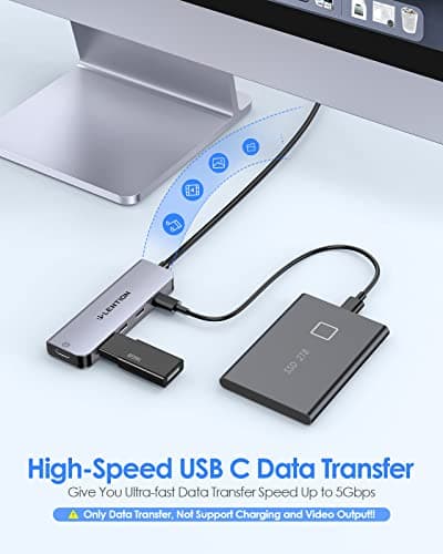 LENTION 4-Port USB C Hub with Long Cable 2FT, USB C Hub Multiport Adapter 4 x Type C 3.2 5Gbps, 15W PD Charging USBC Splitter, Compatible with 2025-2018 MacBook Pro/Air, 2026 MacBook Neo and More - Thumbnail 3