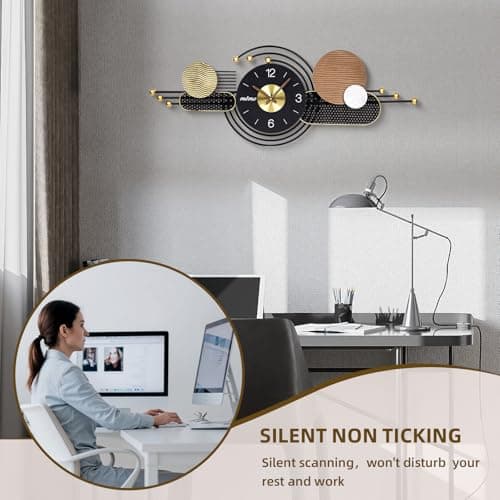 AXAORIRA 38x15 Inch Modern Decorative Wall Clock for Living Room Decor, Silent Non-Ticking Battery Operated Analog Clock for Bedroom, Office, Kitchen & Entryway, Ideal Housewarming Gift - Thumbnail 3