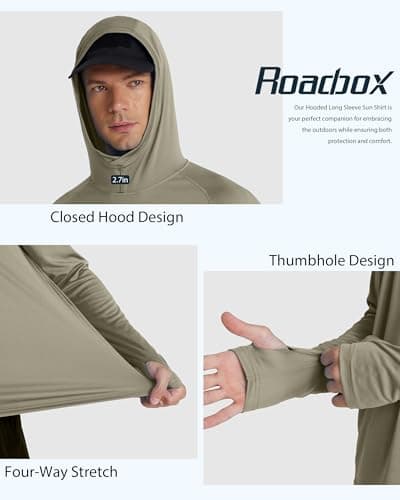 Roadbox Mens UPF 50+ Fishing Shirt, Long Sleeve UV Sun Protection Hoodies, Quick Dry Rash Guard for Hiking Outdoor Working - Thumbnail 5