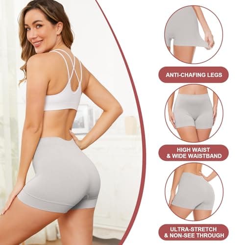 UUMIAER 3 Pack Slip Shorts for Under Dresses, Anti Chafing Women Boyshort Shapewear Yoga Shorts, Size L - Thumbnail 5