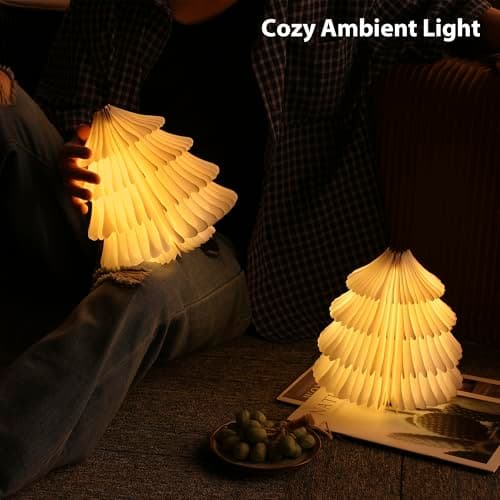 ZBOLE Christmas Tree Lamp,Folding Book lamp,Christmas Decorations with LED Lights,RGB Lighted Tree Lamp for Home Decor,Christmas Gifts(Walnut) - Thumbnail 5