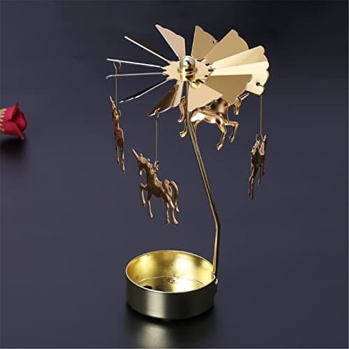 Spinning Candle Holder, Rotating Carousel Tealight Candle Holder, Unique Birthday Gift for Women, Mom, Sister, Friends, Christmas, Valentine's Day (Unicorn) - Thumbnail 3