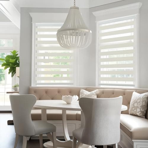 GHV Corded Zebra Blinds for Windows Room Darkening Blinds Dual Layer Privacy for Home and Office (Beige White, 34 in(W) x 72 in(H)) - Thumbnail 5