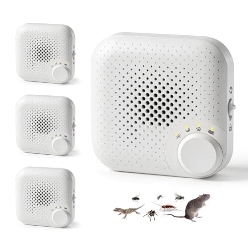 Ultrasonic Pest Repeller with 4 Auto Modes, Plug in Mouse Rodent Repellent Indoor for Spider Mice Rats Mosquito Roach Ant, Lock & Foldable Silent Pest Control for Home Kitchen Garage, 4 Pack