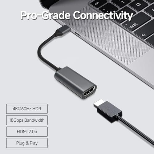 USB C to HDMI Adapter, Support 4K@60Hz Max,Compatible with 2K 1080P,USB Type-C to HDMI 2.0/2.0b Converter for MacBook, iPad, Laptop, Monitor, TV - Plug & Play, 18Gbps - Thumbnail 4