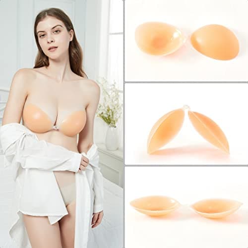 MITALOO Adhesive Bra Invisible Strapless Backless Bra Sticky Push up Silicone Bra for Women Light Nude - Thumbnail 4