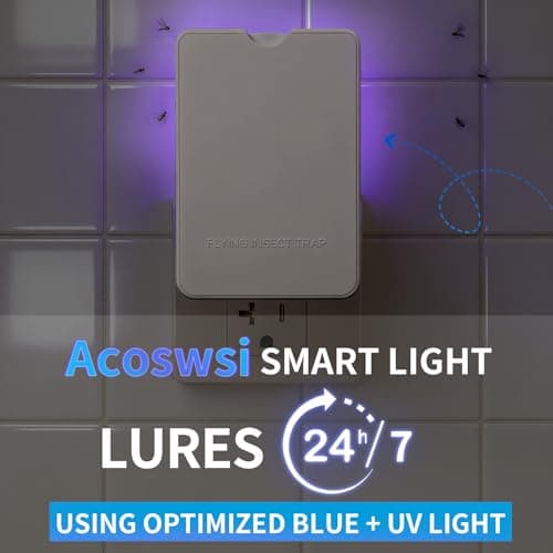 Acoswsi Indoor Fly Trap Plug in, Flying Insect Trap with Blue UV Light, Fruit Fly & Gnat Trap for Indoors, Mess-Free Bug Catcher for Home, 1 Device + 5 Refill Glue Cards - Thumbnail 4