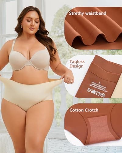 UNDER THE SEA Seamless Underwear for Women High Waisted V-shaped Back Briefs Soft Ofertas Del Dia De Hoy Relampago - Thumbnail 5