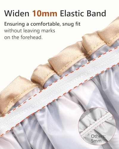 mikimini Large Shower Cap for Women Long Hair, Champagne Shower Caps with Lace, Double Layer Waterproof, Reusable, Washable, High-quality - Thumbnail 3
