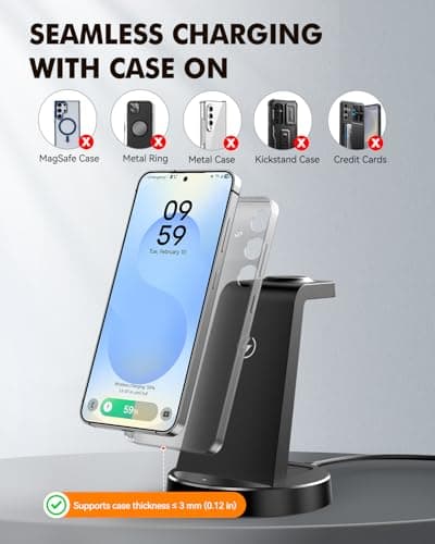 Wireless Charger for Samsung, 3-in-1 Android Charging Station - Thumbnail 3