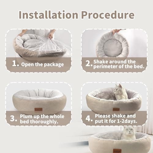 CLAYCLAY Cozy Round Cat Bed – Soft, Comfortable Cushion for Cats & Kittens – Non-Slip, Machine Washable, Plush Sleep Bed for Cats, Ideal for Resting & Napping up to 20lbs - Thumbnail 2