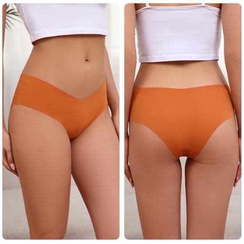 Atisek Womens Seamless No Show Panties Laser Cut Invisible Edge Underwear Soft Stretch Briefs for Leggings Dresses Yoga Pants Multicolor - Thumbnail 2
