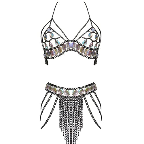 Connie Cloris Women's Sexy Suit Body Chain (E-Black) - Image 1