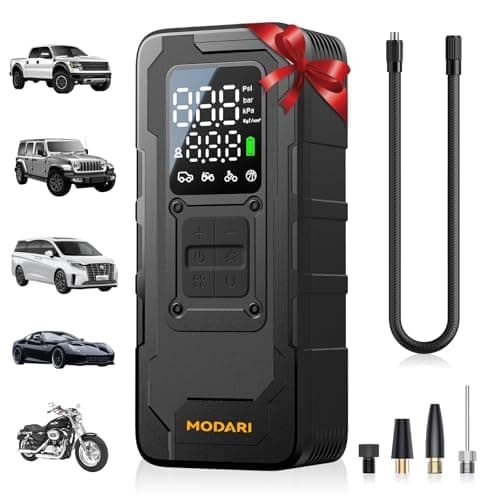 MODARI Tire Inflator Portable Air Compressor - 4X Faster 160 PSI Portable Air Pump for Cars - Cordless Tire Inflators with Gauge - Portable Tire Inflator for Car, Pickup, Bike and More (Black)