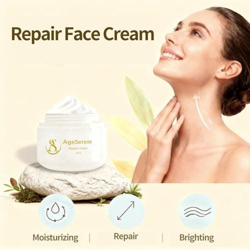 AgeSerene Daily Face Moisturizer Repair Cream with Ceramide NP, Ectoin & Bifida Ferment Lysate, Restores Sensitive Skin Barrier with Long-Lasting Hydration, Gentle Formula, Alcohol-Free, 1.7 fl oz - Thumbnail 2