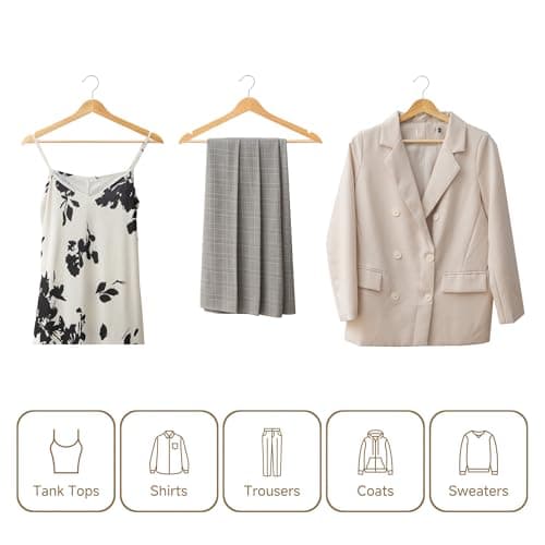 StorageWorks Clothes Hangers, Wooden Hangers 30 Pack for Closet, Wood Hangers for Coats, Shirts, Jackets, Pants, Suits, Natural Wood Color - Thumbnail 4