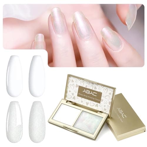 Solid Gel Nail Polish Set,Ombre Pat Painting Gel & Nail Art,6G Full-size 2 Colors White & Glitter White Soak Off UV Gel Polish kit,Manicure Salon DIY Design at Home Gift for Woman