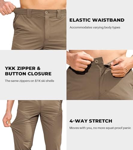 MOURCE Men's Hiking Pants Lightweight - Waterproof Quick Dry Cargo Pants for Men with Pockets, MudKhaki 32L - Thumbnail 5