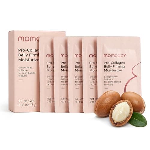 Momcozy Belly Cream 5-Day Trial Pack, EWG Verified, Clinically Tested Anti Stretch Mark Moisturizer, Peptides & Organic Herb Oils, Dermatologist Tested, 0.9 oz (5 x 5g Sachets) - Image 1