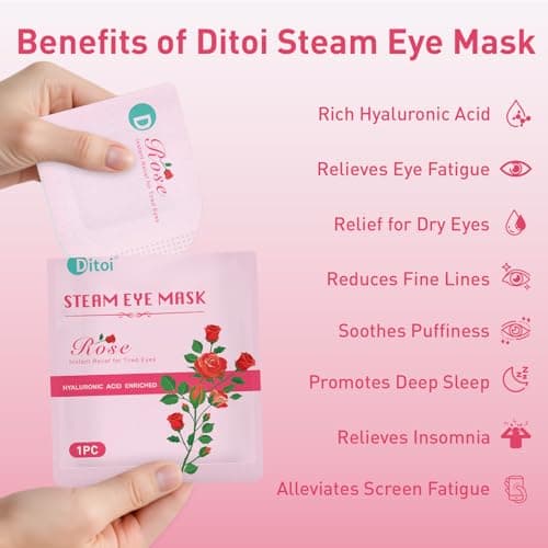 Ditoi Steam Eye Mask, Heated Eye Mask for Dry Eye Relief,Warm Compress with Hyaluronic Acid,Christmas Stocking Stuffers,Travel Essentials & Relaxation Gifts,Rose 20 Packs - Thumbnail 2