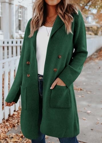 KIRUNDO Cardigan Sweaters for Women 2026 Fall Open Front Knit Sweater Jackets Business Casual Long Coatigan Winter Clothing(Dark Green, Large) - Thumbnail 5